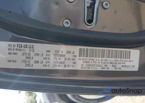 2015 Ram 1500 Hfe Express z USA, uszkodzony, nr VIN 1C6RR6ZM2FS638311